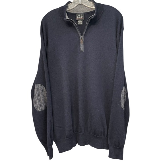 Other - Jos A Bank Signature Merino Wool 1/4-Zip Sweater XXL Navy Elbow Patch